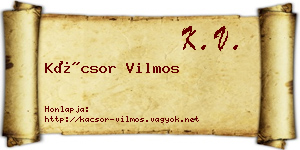 Kácsor Vilmos névjegykártya