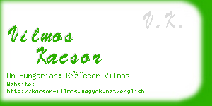vilmos kacsor business card